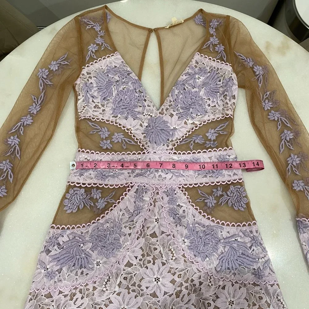For Love and Lemons Matador Tulle Floral Lace Dress in Lilac Purple - Size Small - Picture 12 of 15